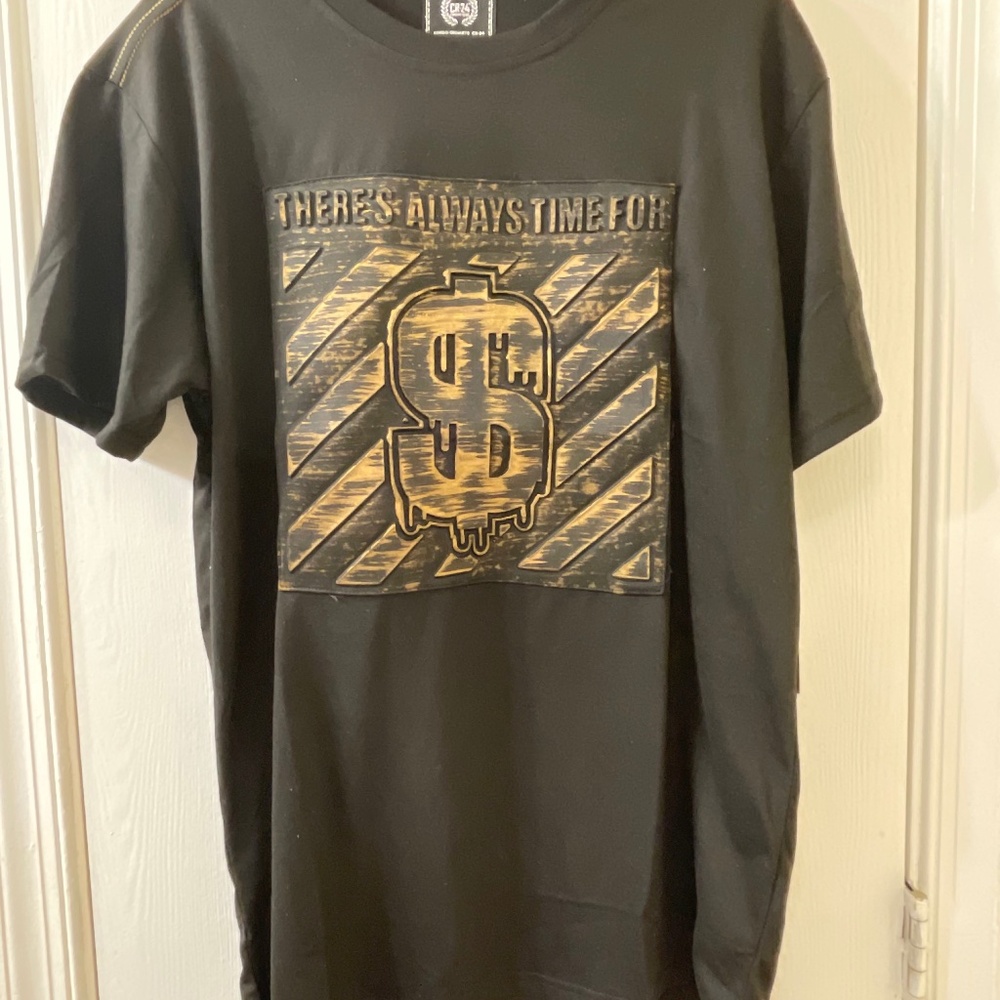 CR-24 Chrome Edge BORDO CROMATO Black Tshirt w/Gold Textured Brushed Metallic